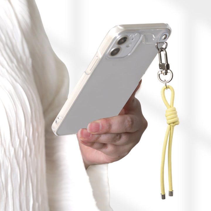 クリアケース ヴィーガンレザー 網紐チャーム1 背面ケース