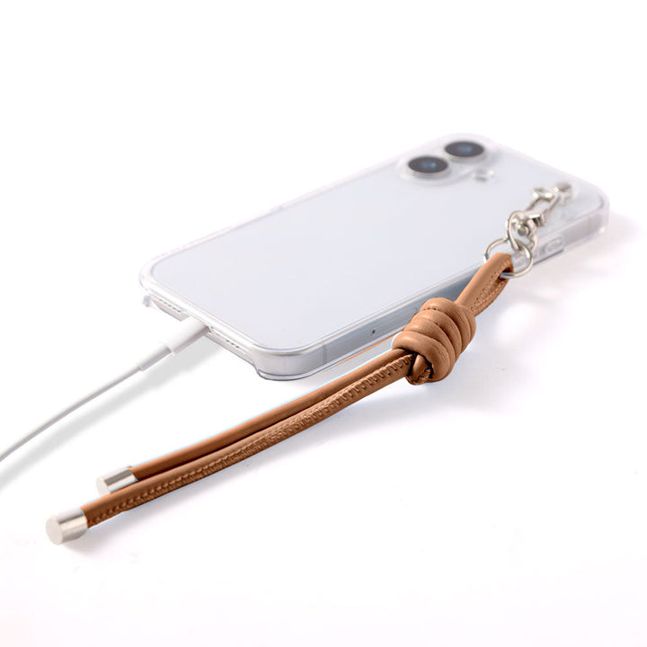 クリアケース ヴィーガンレザー 網紐チャーム1 背面ケース