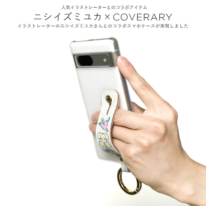 ニシイズミユカ × COVERARY クリアケース レトロPOP柄 ハンドベルト付き コラボ背面ケース