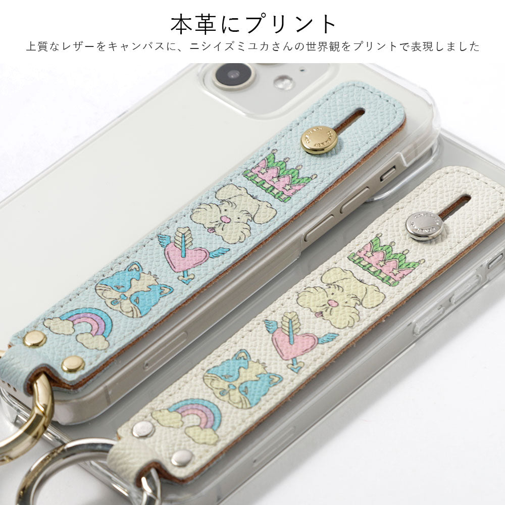 ニシイズミユカ × COVERARY クリアケース レトロPOP柄 ハンドベルト付き コラボ背面ケース