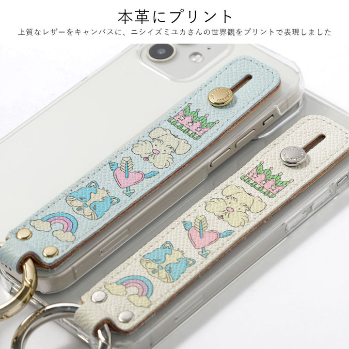 ニシイズミユカ × COVERARY クリアケース レトロPOP柄 ハンドベルト付き コラボ背面ケース