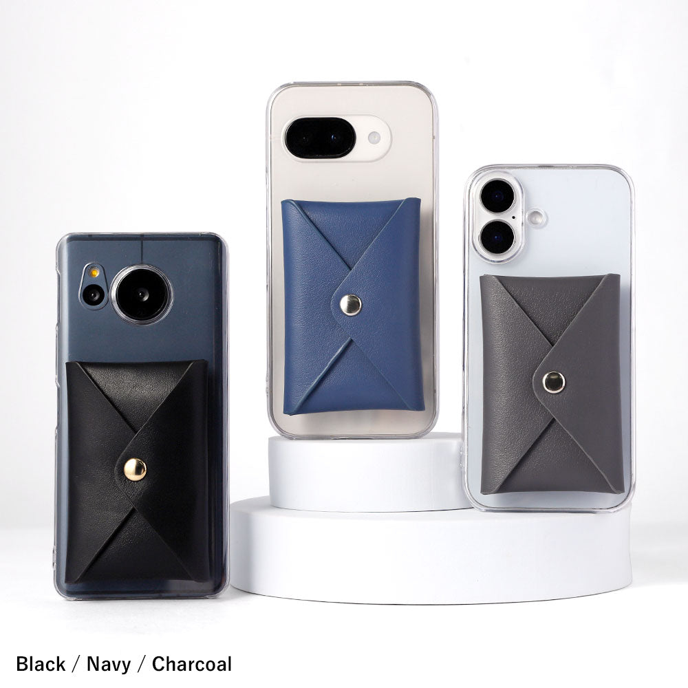 Clear case genuine leather Italian smooth leather with lid and pocket back case AQUOS series