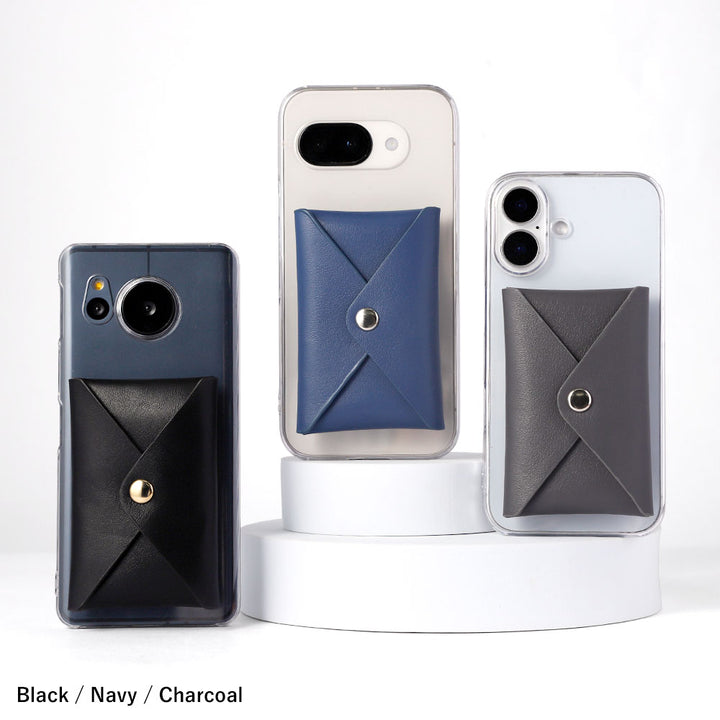 Étui transparent cuir véritable cuir lisse italien avec poche à rabat coque arrière série Google Pixel