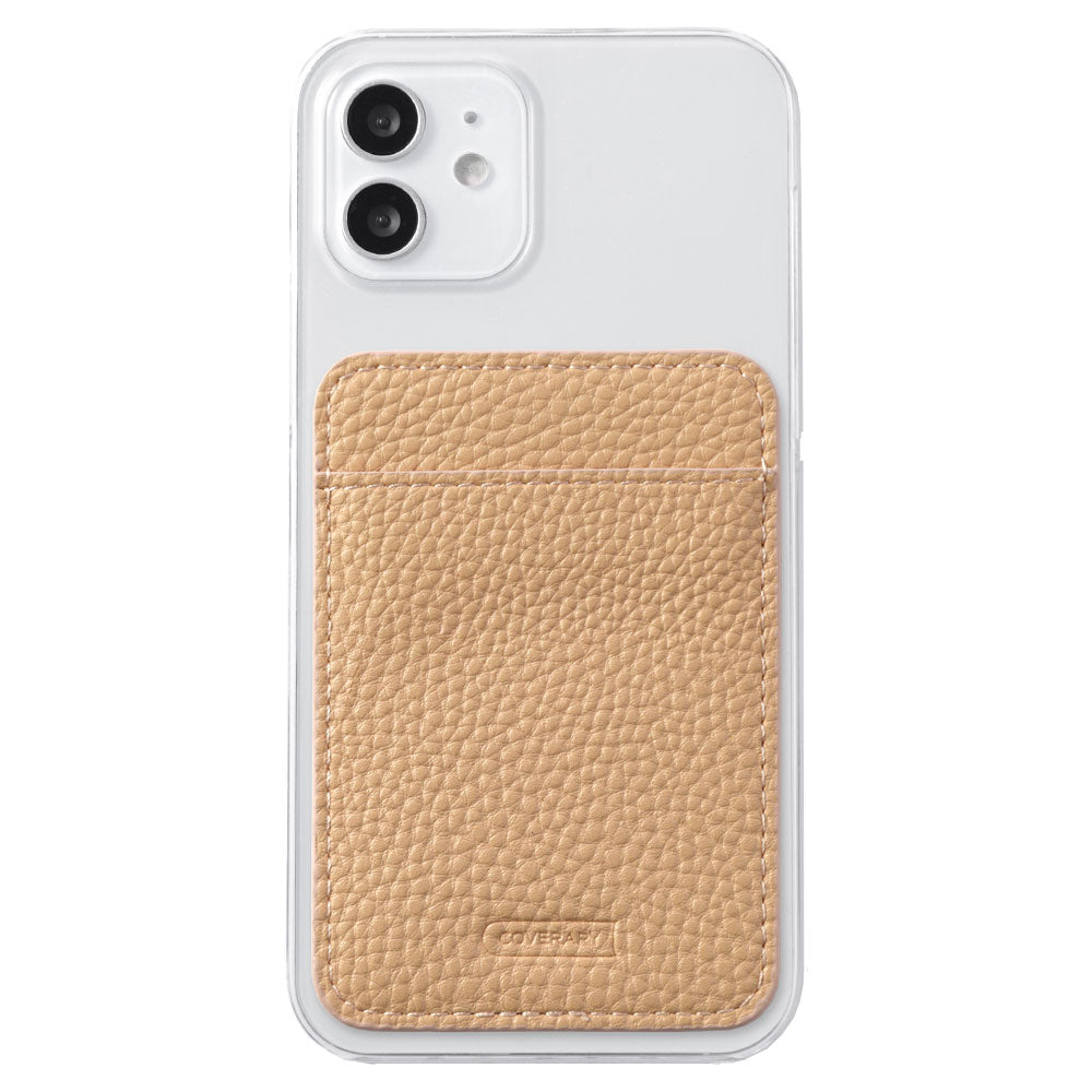 Coque transparente en cuir végan grainé avec poche pour cartes orientable verticalement ou horizontalement, coque arrière pour la série iPhone
