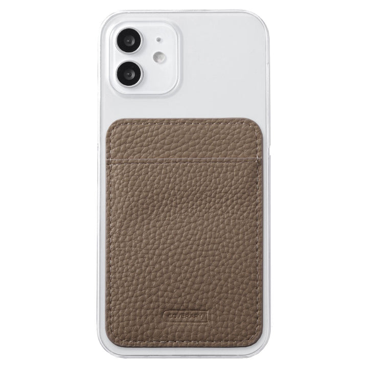 Coque transparente en cuir végan grainé avec poche pour cartes orientable verticalement ou horizontalement, coque arrière pour la série iPhone