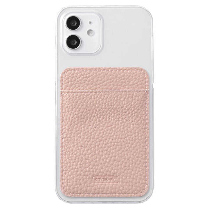 Coque transparente en cuir végan grainé avec poche pour cartes orientable verticalement ou horizontalement, coque arrière pour la série iPhone