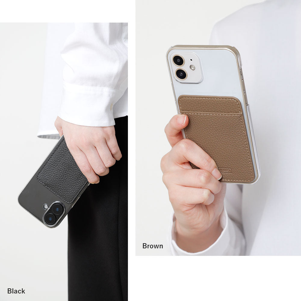 Clear Case Vegan Leather Textured Vertical/Horizontal Selectable Card Pocket Back Case Galaxy Series