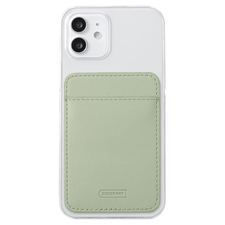 Coque transparente en cuir végan pastel doux avec poche pour cartes, orientation verticale ou horizontale, coque arrière pour la série iPhone