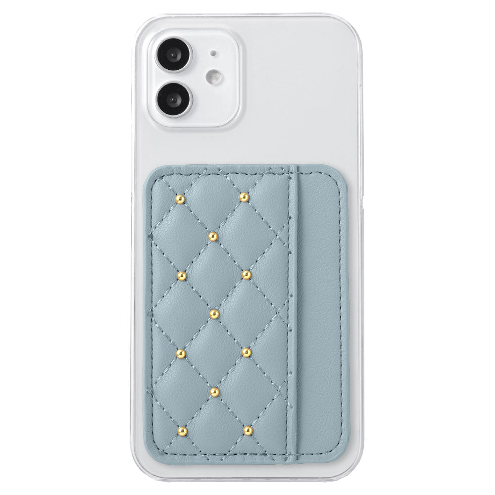 Clear case vegan leather matte smooth studs with selectable vertical/horizontal card pocket back case