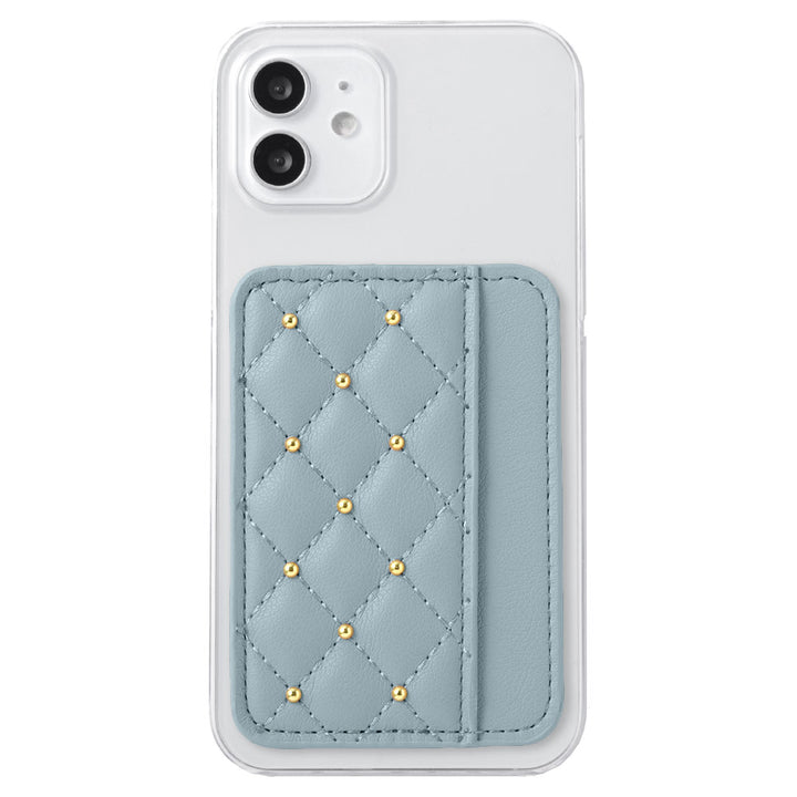 Clear case vegan leather matte smooth studs with selectable vertical/horizontal card pocket back case