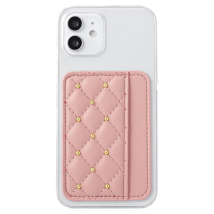 Clear case vegan leather matte smooth studs with selectable vertical/horizontal card pocket back case for iPhone series