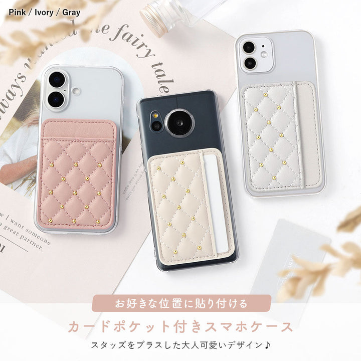 Clear case vegan leather matte smooth studs with selectable vertical/horizontal card pocket back case for Google Pixel series