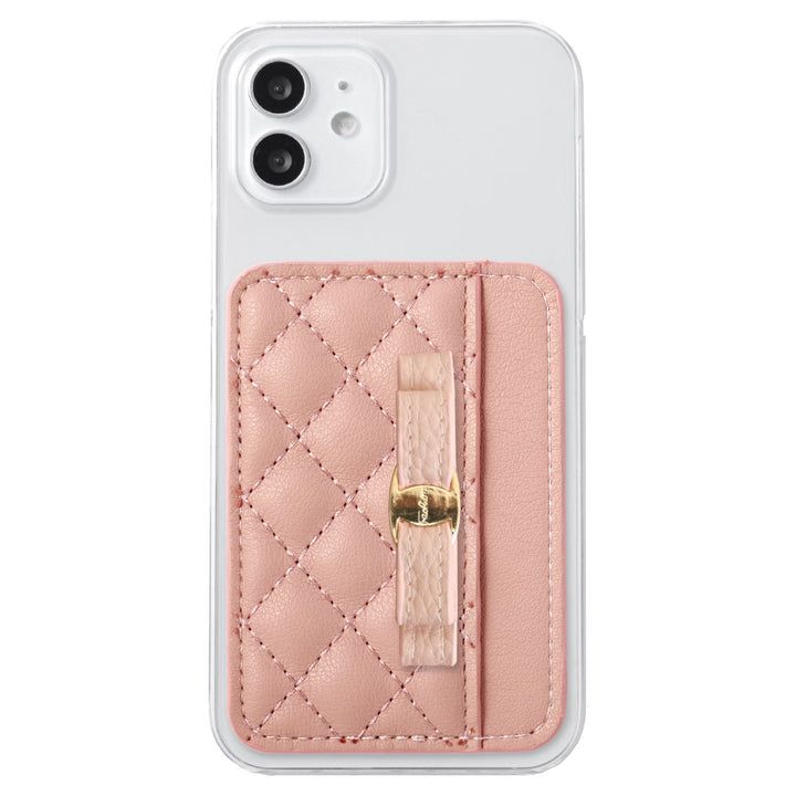 Étui transparent en cuir végan mat lisse avec décoration ruban, poche pour cartes orientable verticalement ou horizontalement, étui arrière