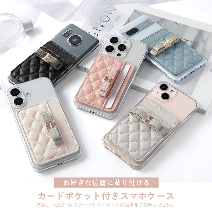 Étui transparent en cuir végan mat lisse avec décoration ruban, poche pour cartes orientable verticalement ou horizontalement, coque arrière pour la série iPhone