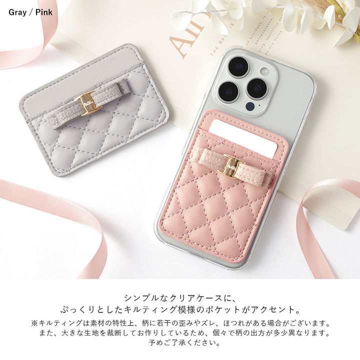 Étui transparent en cuir végan mat lisse avec décoration ruban, poche pour cartes orientable verticalement ou horizontalement, coque arrière pour la série Xperia