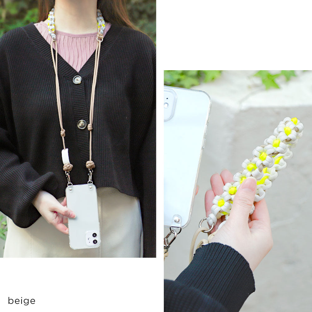 Clear case with shoulder strap, flower design, back case for AQUOS series