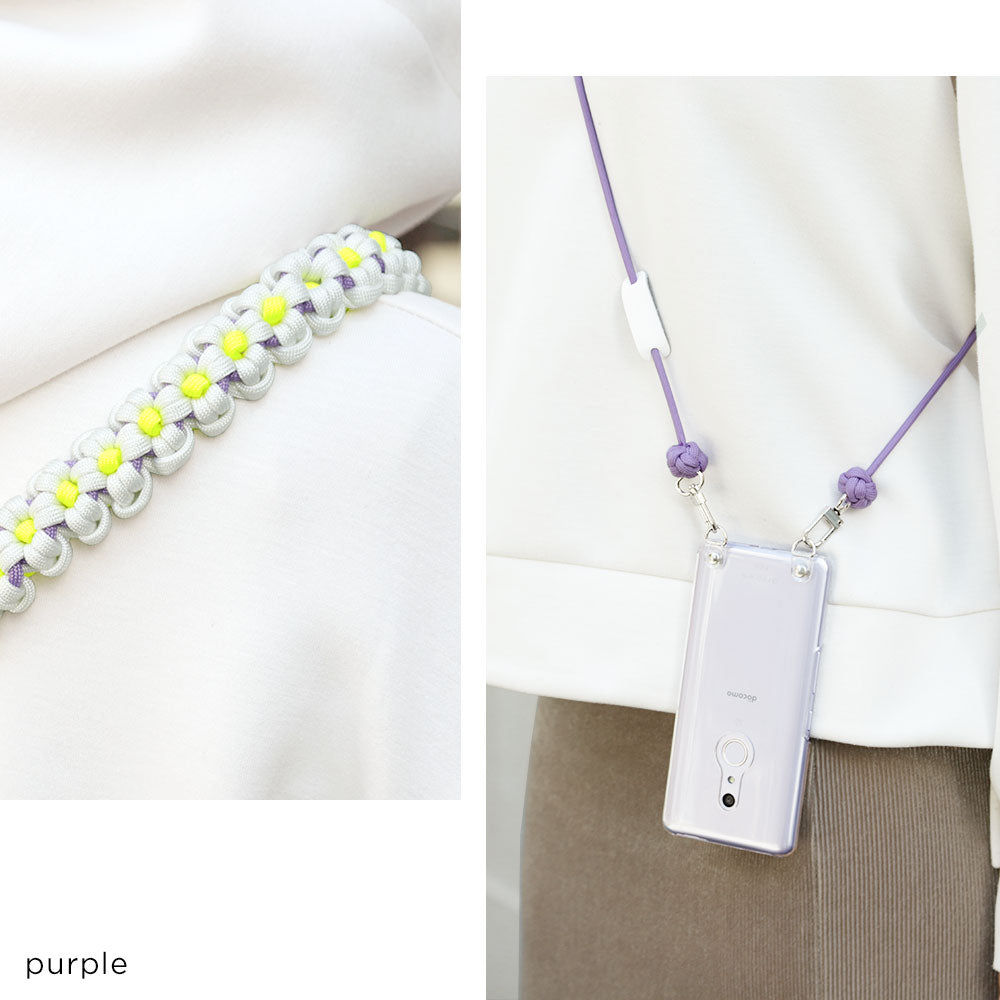 Clear case with shoulder strap, flower design, back case for AQUOS series