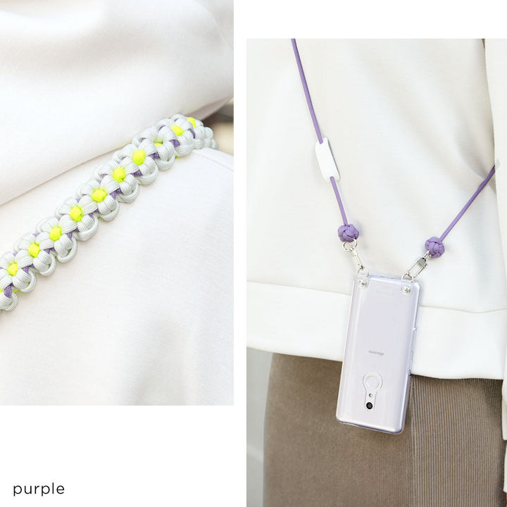 Clear case with shoulder strap, flower design, back case for AQUOS series