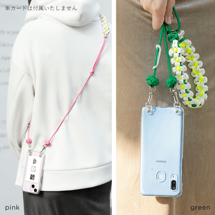 Clear case with shoulder strap, flower, back case for iPhone series