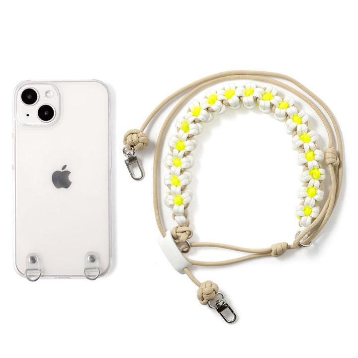 Étui transparent avec bandoulière, motif fleur, coque arrière pour la série Google Pixel