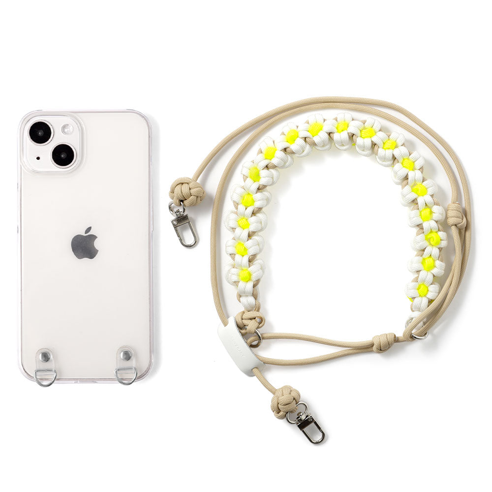 Clear case with shoulder strap, flower, back case for iPhone series