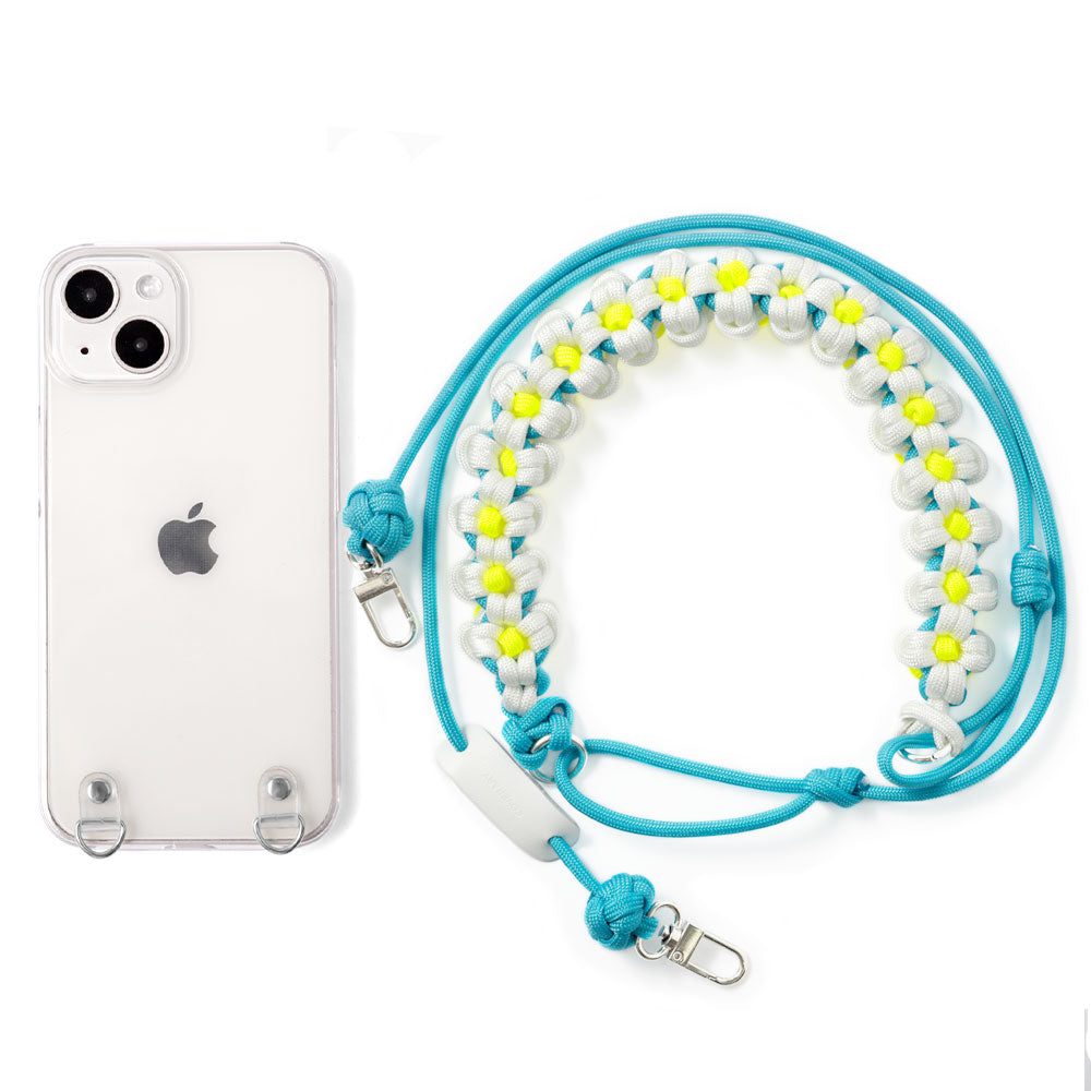 Coque transparente avec bandoulière, motif fleur, coque arrière pour la série Xperia