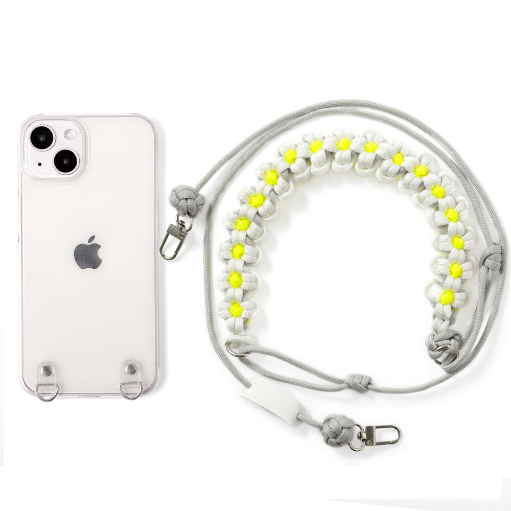 Clear case with shoulder strap, flower, back case for iPhone series