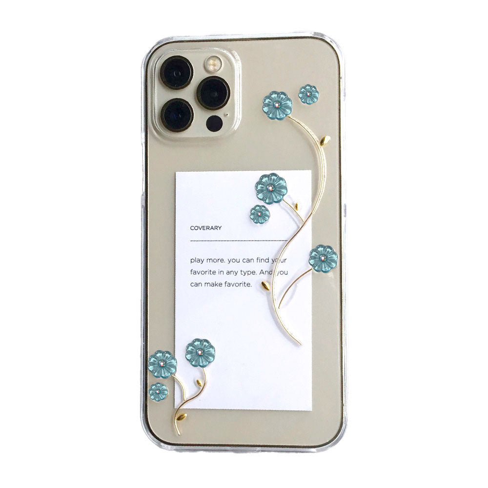 Clear case resin flower × wire design back case AQUOS series