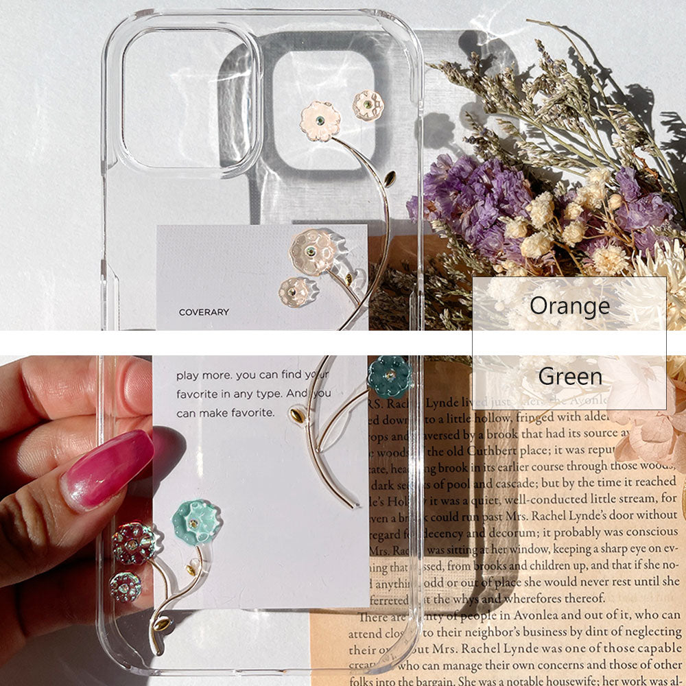 クリアケース レジン フラワー×ワイヤーデザイン 背面ケース Xperiaシリーズ