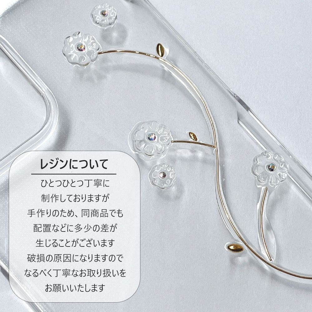 クリアケース レジン フラワー×ワイヤーデザイン 背面ケース Galaxyシリーズ