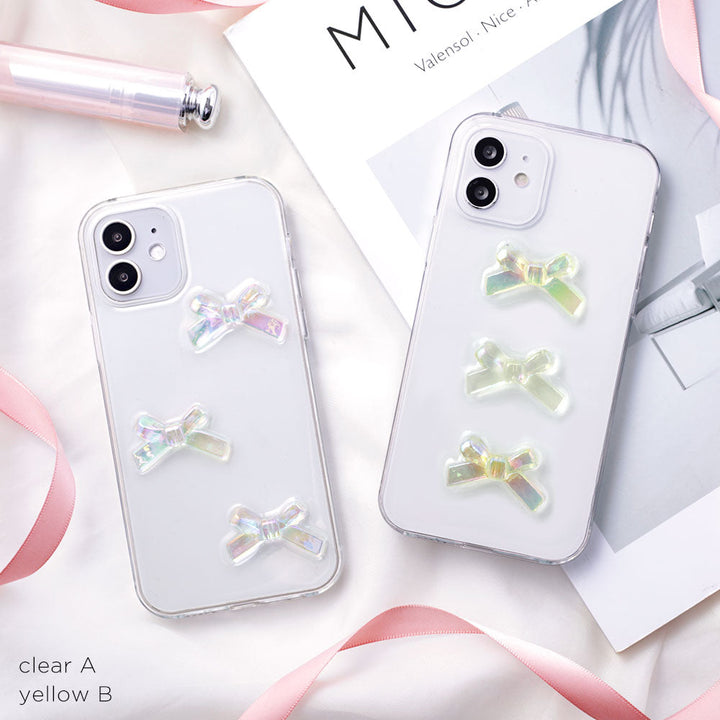 クリアケース レジン リボンデコ 背面ケース Xperiaシリーズ