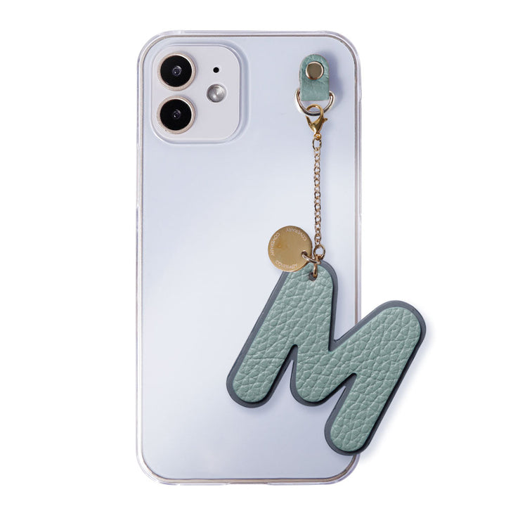 Clear Case Genuine Leather Italian Shrink Leather BIG Layer Initial Charm Back Case Google Pixel Series