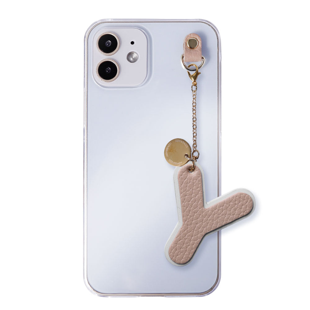 Clear Case Genuine Leather Italian Shrink Leather BIG Layer Initial Charm Back Case