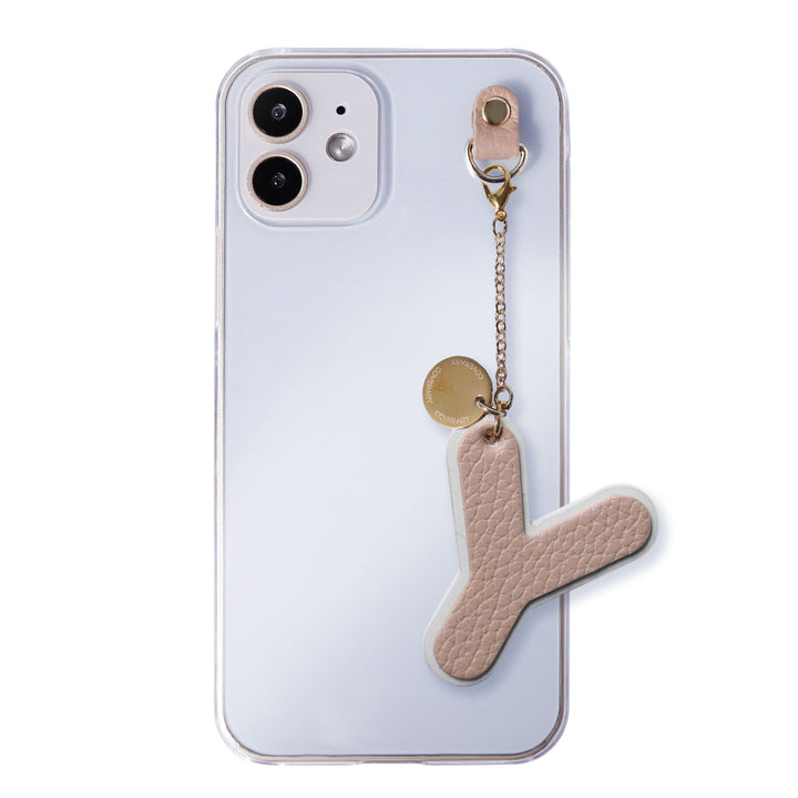 Clear Case Genuine Leather Italian Shrink Leather BIG Layer Initial Charm Back Case