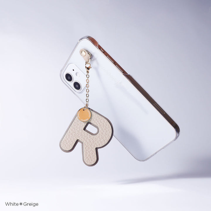 Clear Case Genuine Leather Italian Shrink Leather BIG Layer Initial Charm Back Case Google Pixel Series