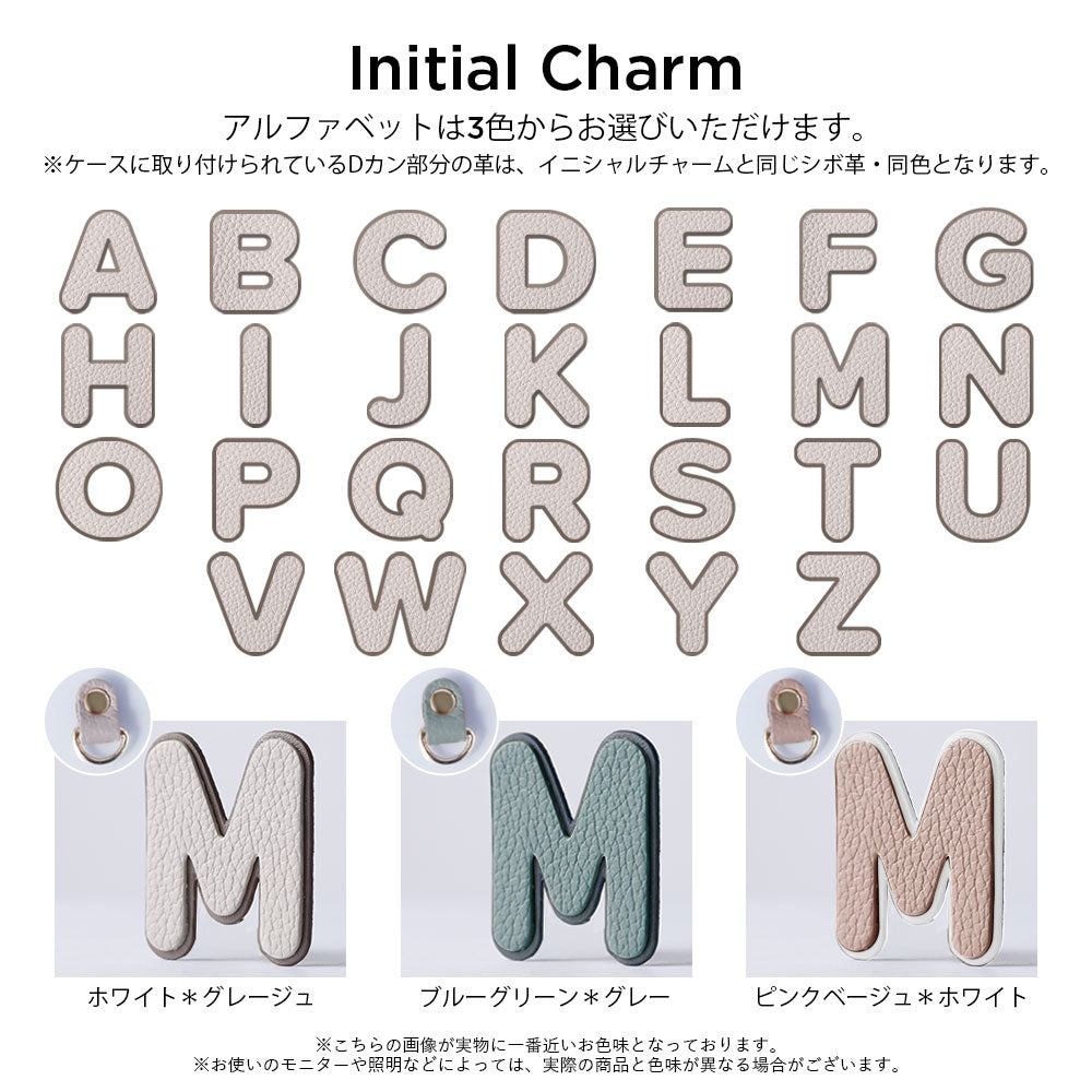 Clear Case Genuine Leather Italian Shrink Leather BIG Layer Initial Charm Back Case