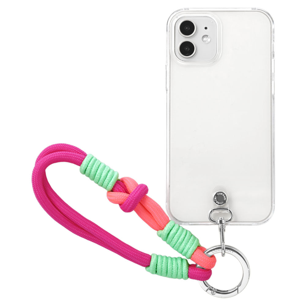 クリアケース カラフルハンドストラップ付き 背面ケース iPhoneシリーズ