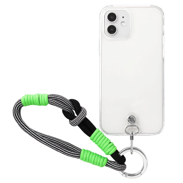 Coque transparente avec sangle colorée pour la main, coque arrière