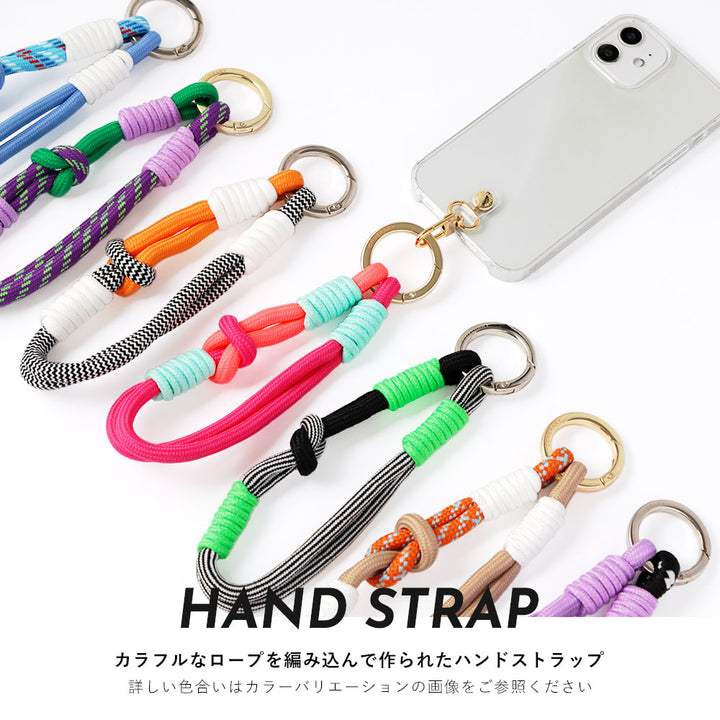 Coque transparente avec sangle colorée pour la main, coque arrière