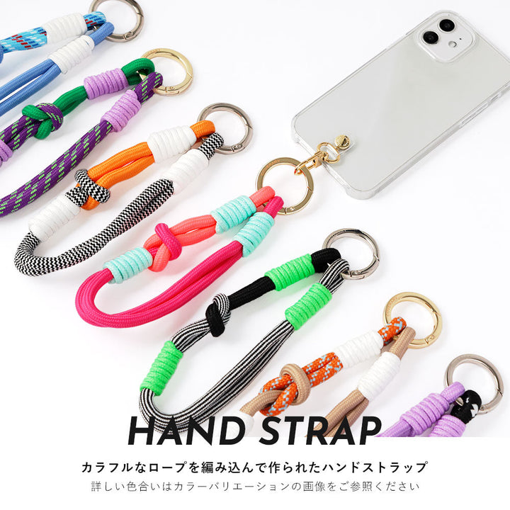 クリアケース カラフルハンドストラップ付き 背面ケース iPhoneシリーズ