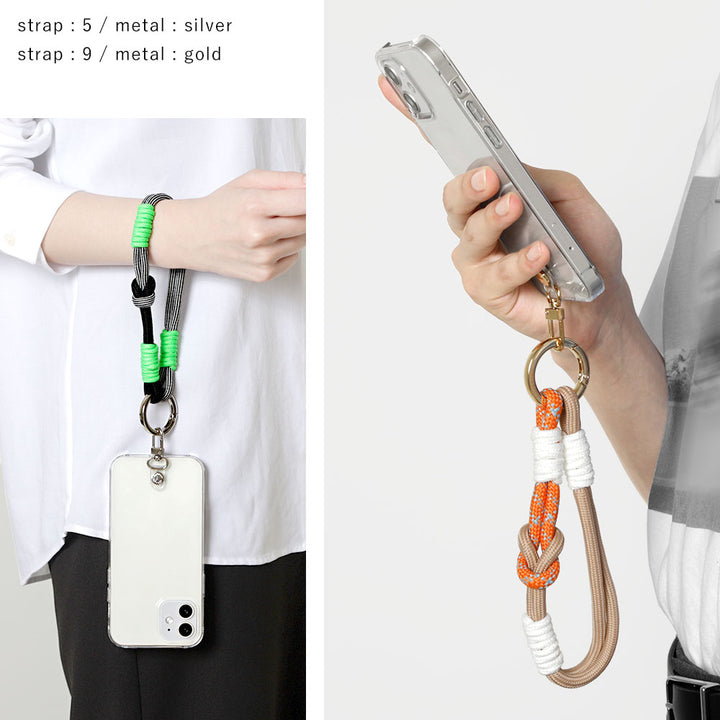 Coque transparente avec sangle colorée pour la main, coque arrière