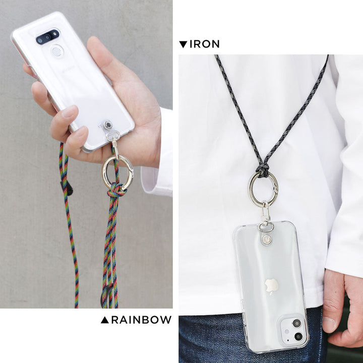 Clear case with ring shoulder strap, back case for AQUOS series