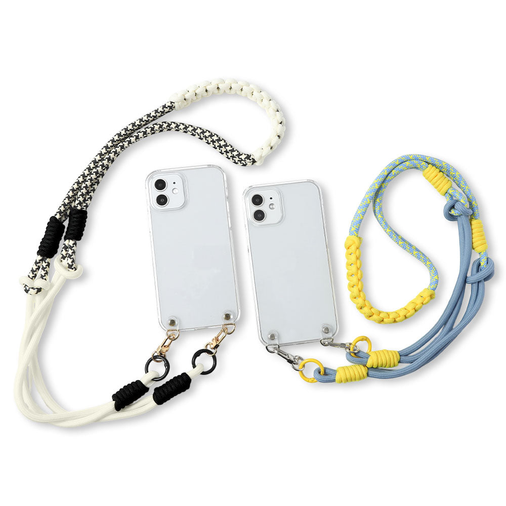 Clear case with colorful shoulder strap and back case