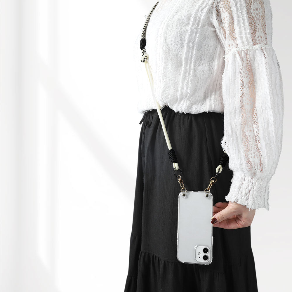 Clear case with colorful shoulder strap and back case
