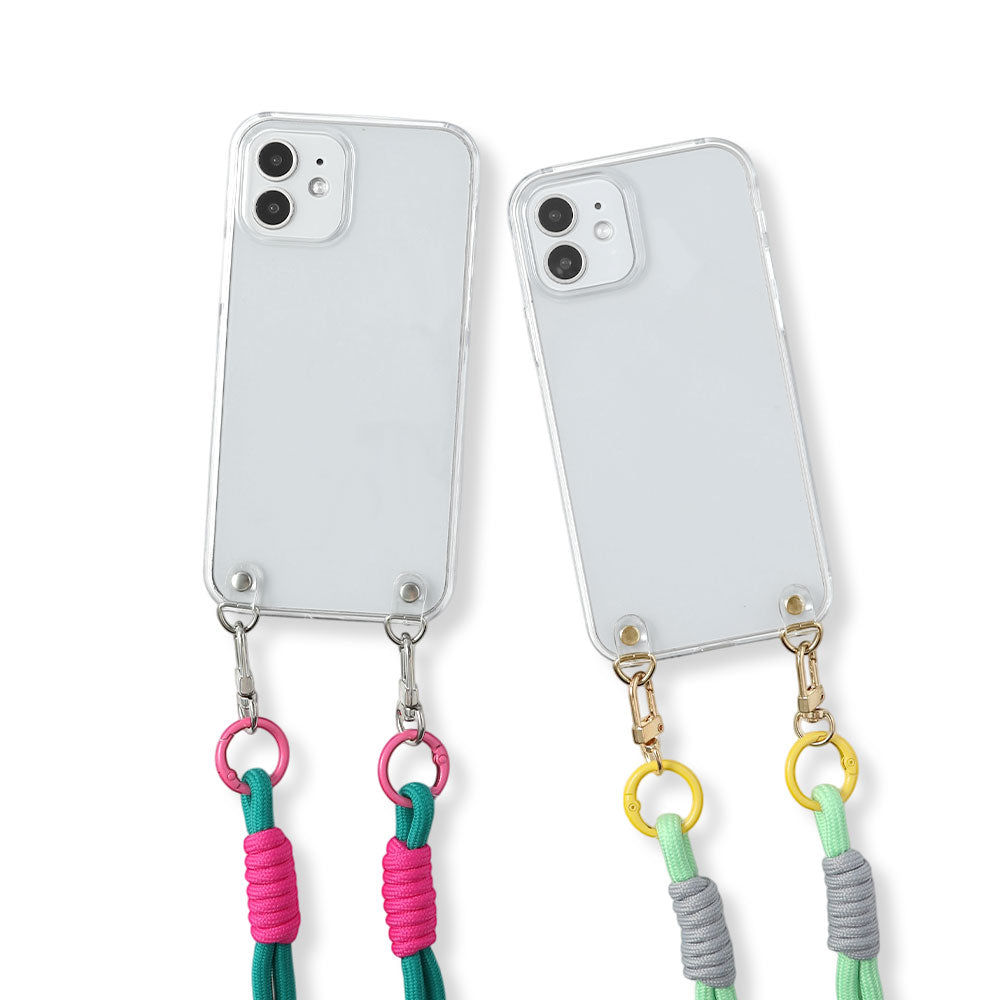Clear case with colorful shoulder strap and back case