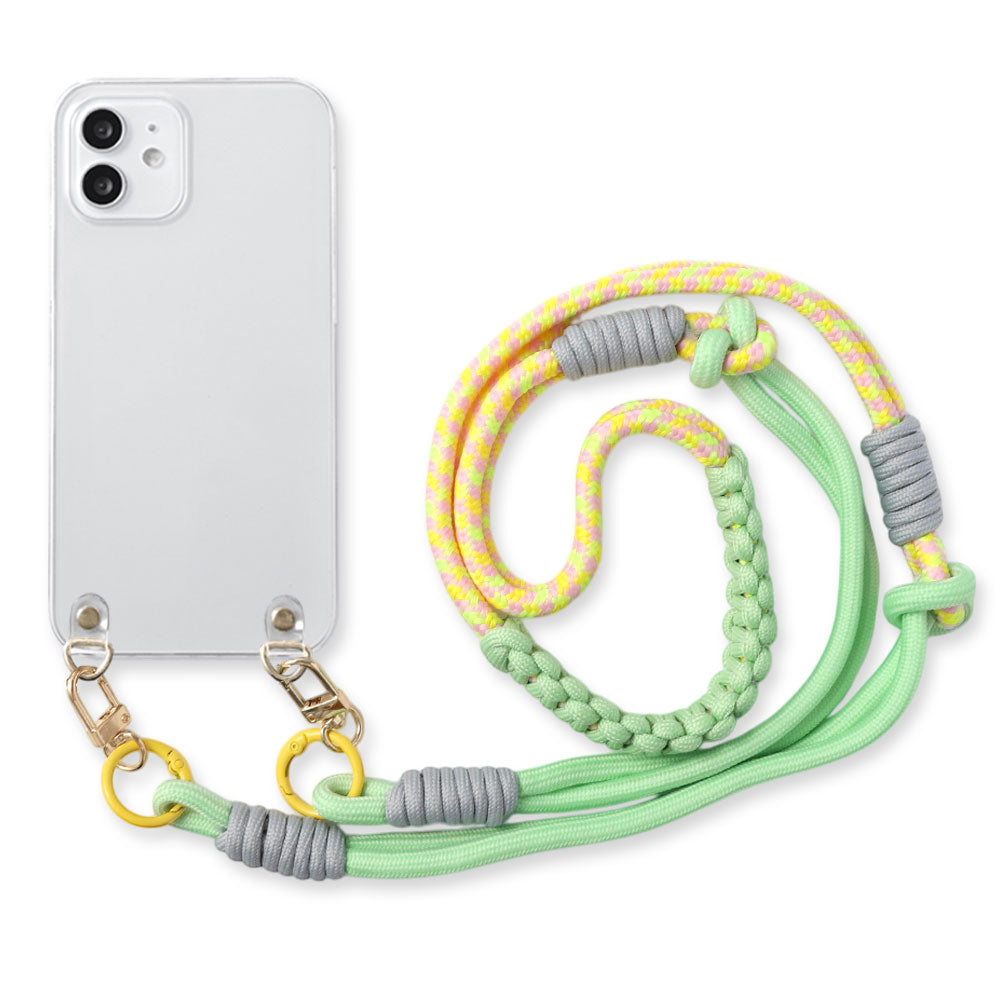Clear case with colorful shoulder strap and back case