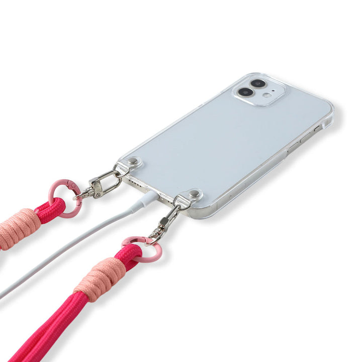 Clear case with colorful shoulder strap and back case