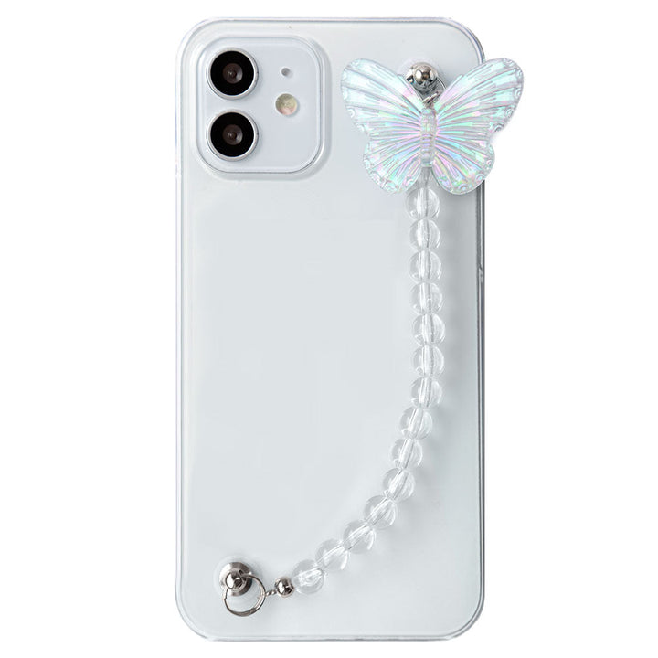 Coque transparente avec breloque papillon et sangle de main, coque arrière pour la série Xperia