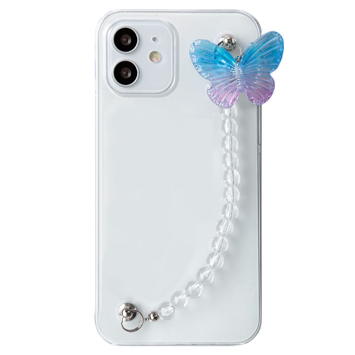 Coque transparente avec breloque papillon et sangle de main, coque arrière pour la série Xperia