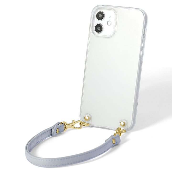 Clear case genuine leather 32 colors Italian shrink leather with short strap back case